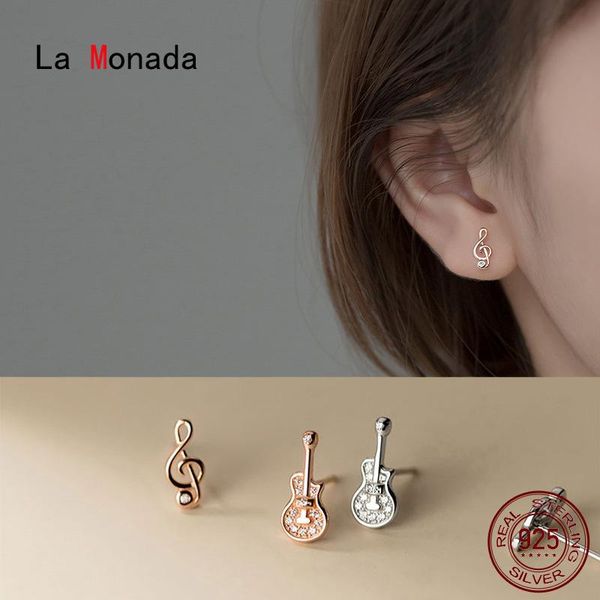 

stud la monada fashion women silver earrings guitar music note 925 jewelry woman for girls, Golden;silver