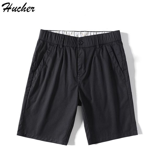 

men's shorts huncher mens casual 2021 summer solid breathable fashion elastic waist outdoor running black board for, White;black