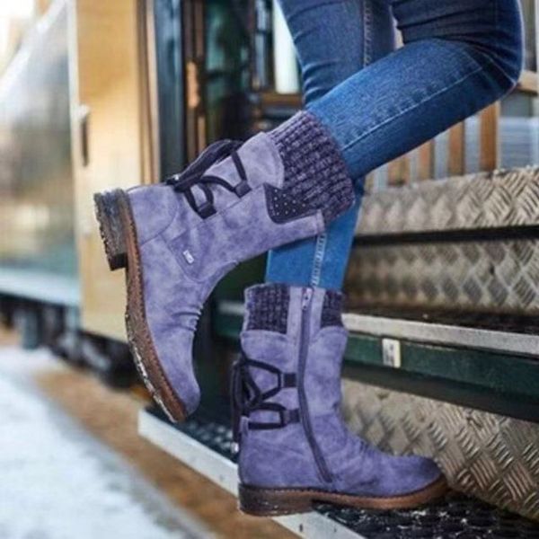 

autumn and winter 40-43 large martin middle tube lace up wool boot's boots, Black
