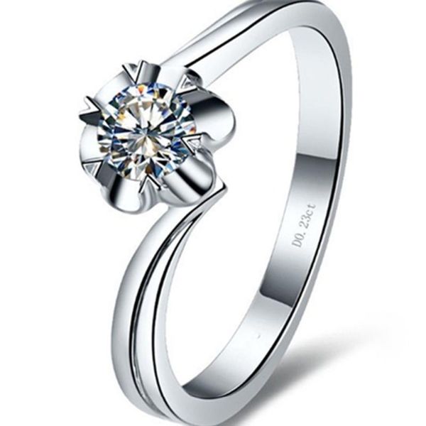 

cluster rings 925 silver moissanite solitaire pretty ring women 0.23ct snowflake sterling engagement elegant s925, Golden;silver