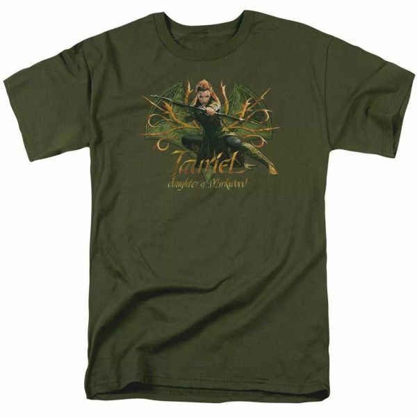 

the hobbit tauriel t shirt mens licensed fantasy movie military green, White;black