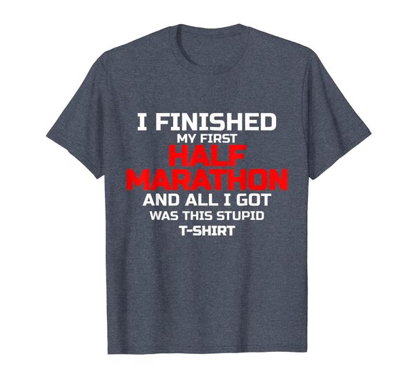 

finished my 1st half marathon funny sports gift t-shirt, White;black