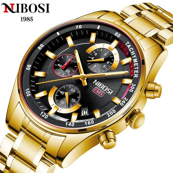 

wristwatches nibosi fashion mens watches wrist watch quartz clock for men waterproof chronograph relogio masculino, Slivery;brown
