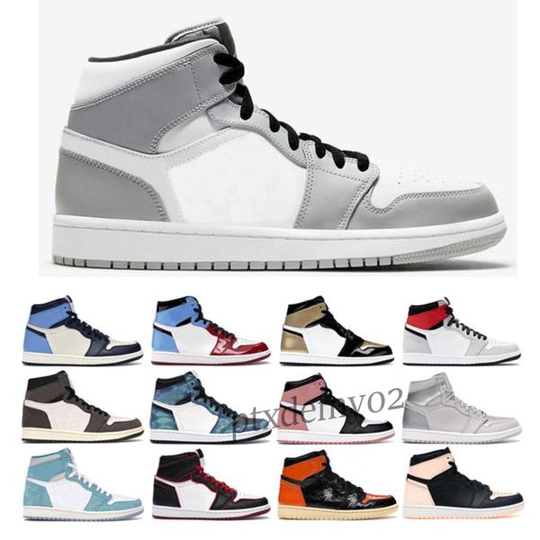 

2021 men switch light smoke shoes university blue j balvin x jumpman 1 high og 1s colores vibras hyper royal women sneakers silver toe pt02, Black