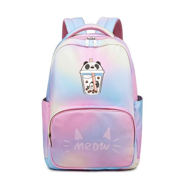 

backpack rainbow color women travel bears milk tea kawaii school bags cartoon crepe girls bookbag waterproof usb lapbagpack