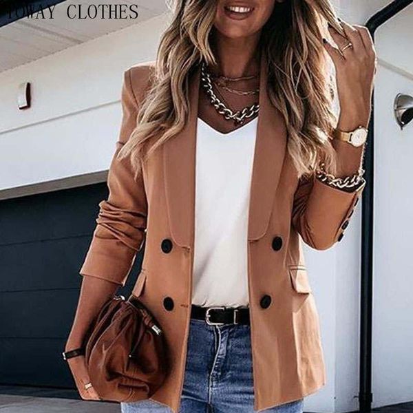 

women solid long sleeve double breasted blazer coat women's suits & blazers, White;black