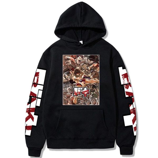 

men's hoodies & sweatshirts anime baki the grappler graphic hoodie sportswear funny hanma friend cosplay autumn winter clothes, Black