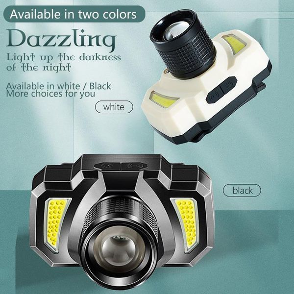 

led headlight rechargeable super bright head-mounted induction small bike lights