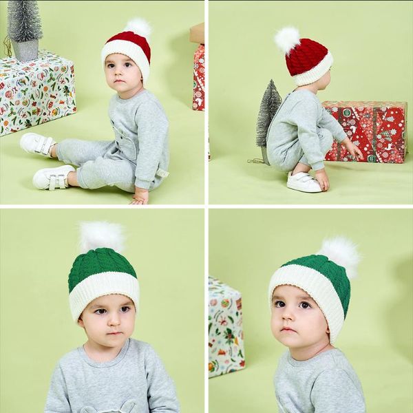 

baby knitted hats skin-friendly soft warm cute pompon daily ski hat children high elastic caps splicing color hairball cap &, Yellow