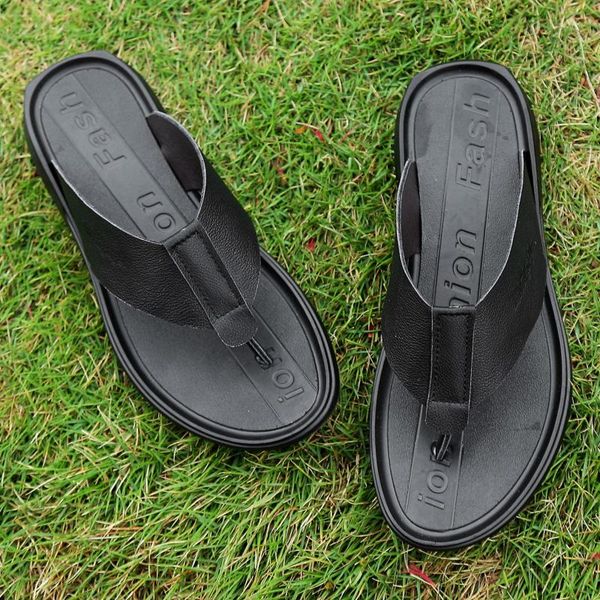 

bulk fashion flip 2021 rubber men sandalias masculino beach shoes sapatos mens slapi spring informales sports light loafers slippers, Black
