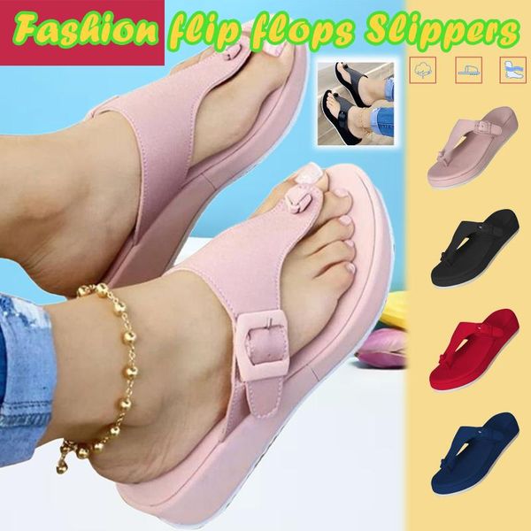 

women's slippers fashion casual flip flop outdoor platforms wedges sandals shoes summer non-slip beach female #40, Black