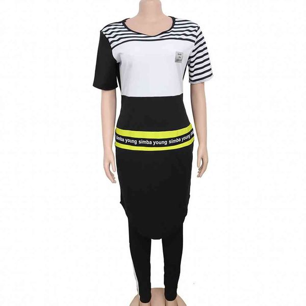 

dresses two piece set africa clothes african sets for women new dashiki fashion striped letters long trousers super elastic, Black;gray