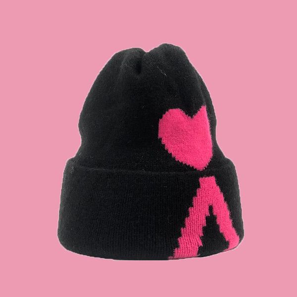 

beanies ins simple korean love wool hat in autumn and winter for female trendy students versatile thickened warm ear protection knitted