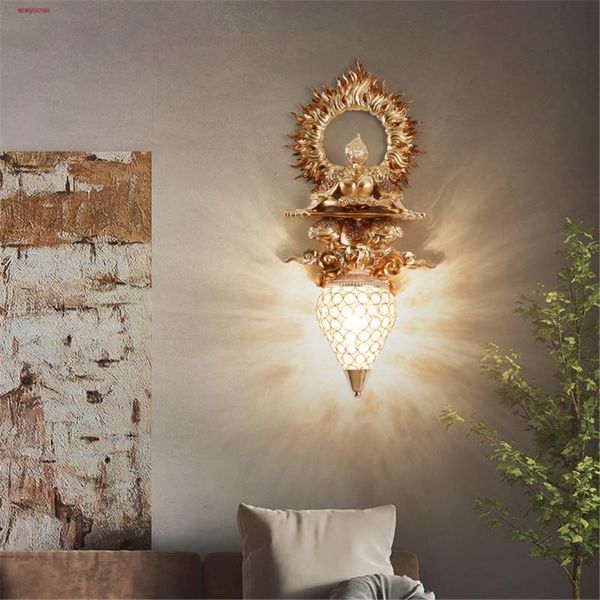 

wall lamps chinese style resin painted monkey king led lamp for living room restaurant corridor aisle country home deco sconce lights