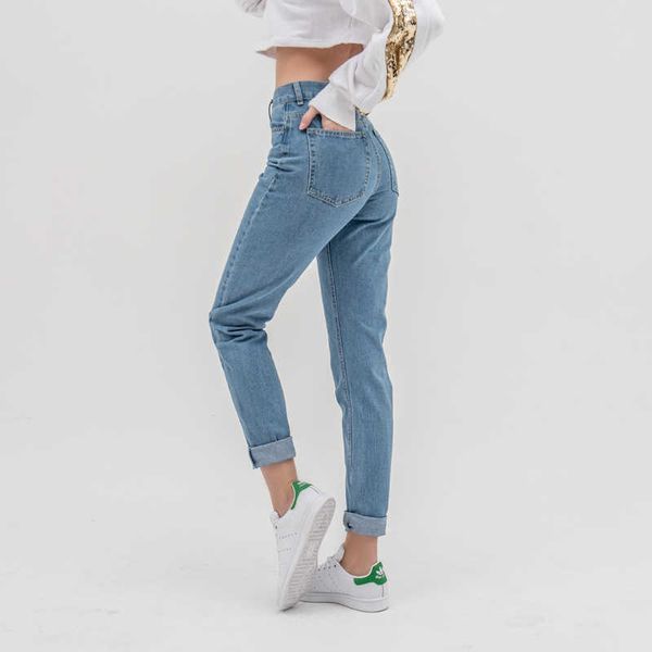 

luckinyoyo jean woman mom jeans pants boyfriend for women with high waist push up large size ladies denim 5xl 210927, Blue