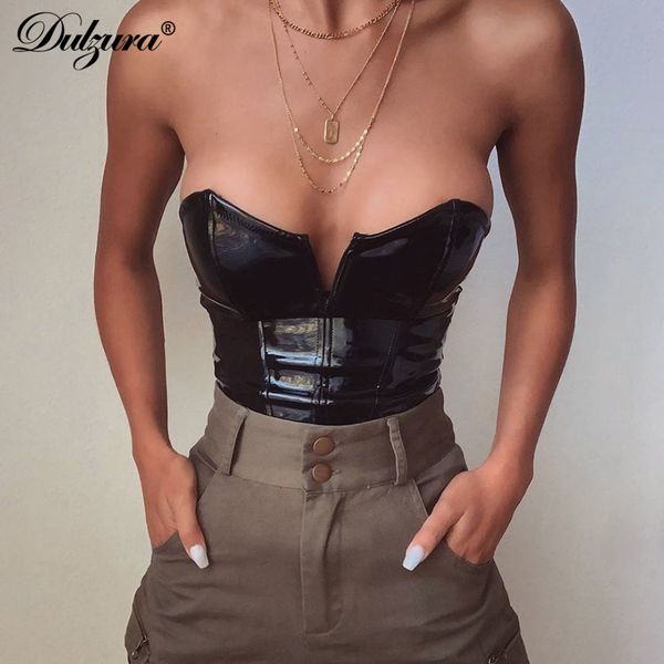 

leather pu women bodysuit sleeveless zipper bodycon party streetwear 2021 autumn winter clothes club romper body, Black;white