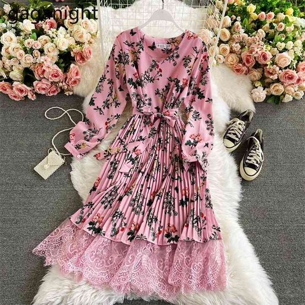 

women lace parthwork flower swing dress long sleeve v neck fashion bodycon party dresses female a line spring vestidos 210601, Black;gray