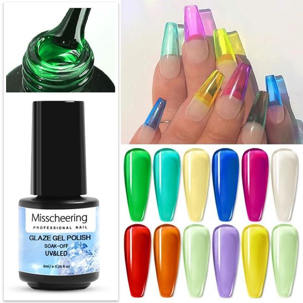 

nail polish 8ml semi-transparent uv gel candy colored glaze varnish painting hybrid soak off art 18 colors