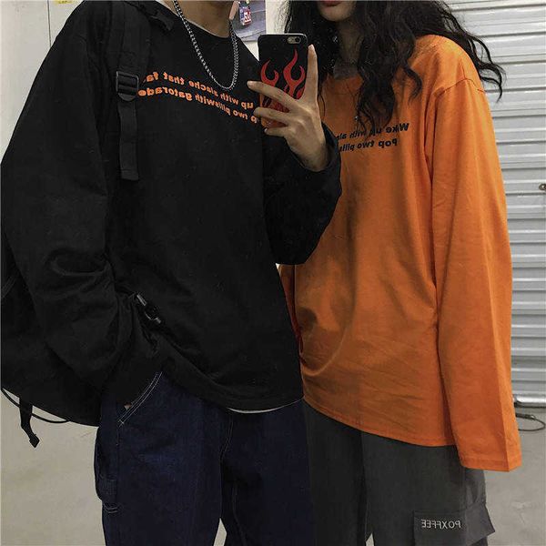 

men's t-shirts casual legal carta harajuku camiseta engraado das mulheres dos homens coreano manga longa solta hip hop tshirt oijk, White;black