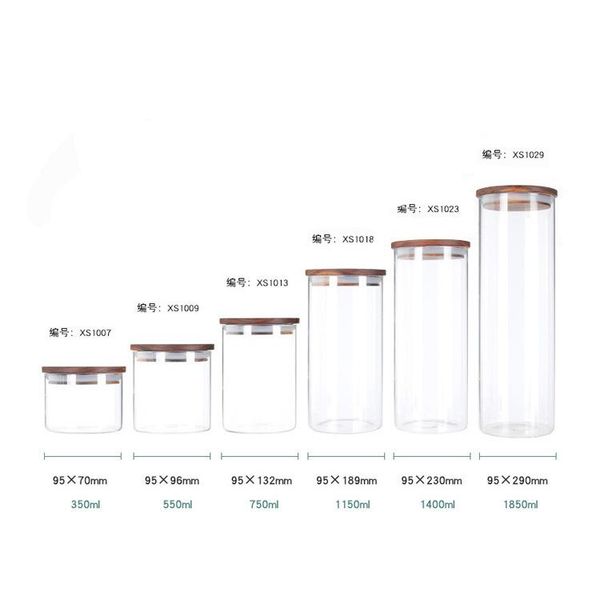 

storage bottles & jars high-grade acacia wooden lid tank food tea pot glass sealed moisture-proof and insect-resistant