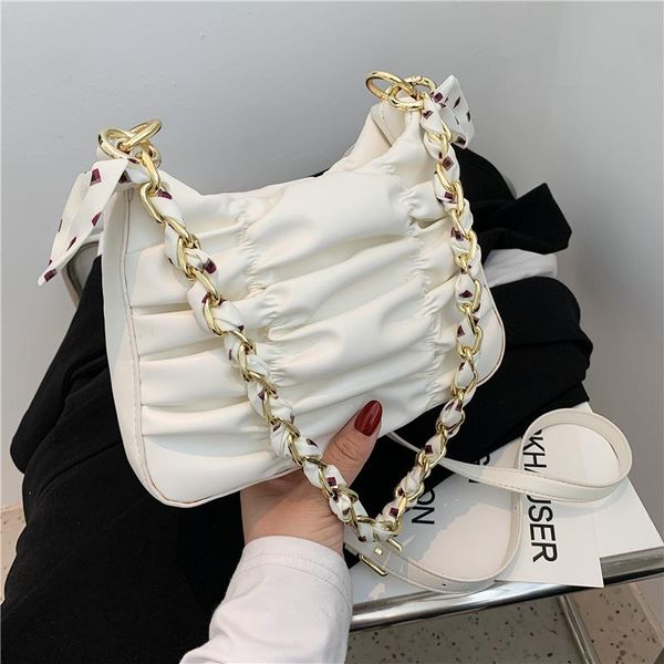 

evening bags pleated chain women shoulder crossboody 2021 design ladies messenger handbag purses high quality