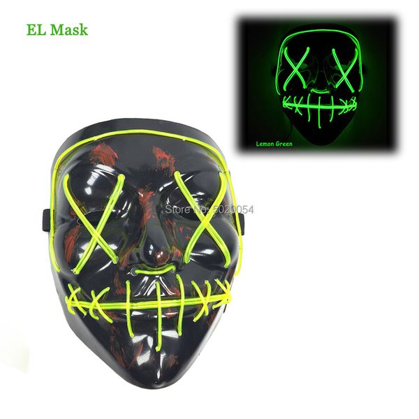

costume accessories halloween lighting mask el wire glow scary led mask cosplay costume light up flashing mask with dc-3v driver, Silver