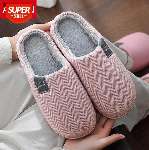 

asifn winter home women slippers classic fur simple house non-slip thick bottom men warm flat heel shoes ladies bedroom slippers #mn4b, Black