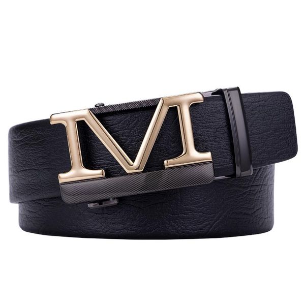 

hi-tie m belt for mens fashion black leather automatic buckle belts luxury quality male business formal waist strap ya-0058, Black;brown