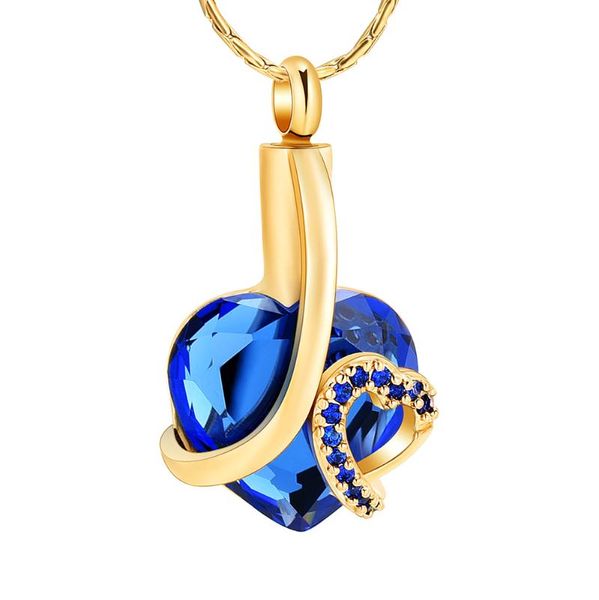 

pendant necklaces cremation jewelry heart blue crystal memorial urn for ashes stainless steel custom keepsake, Silver
