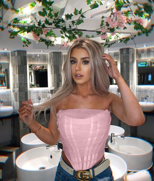 

sleeveless fashion strapless bustier corset crop female mesh baless white women zipper summer 2021high quality