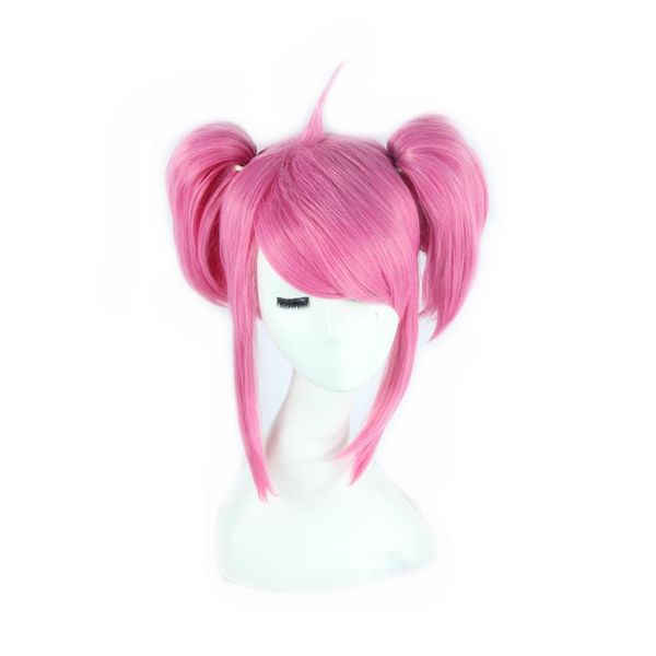 

lol star guardian lux pink ponytails wig cosplay costume the lady of luminosity luxanna crownguard heat resistant hair wigs, Black