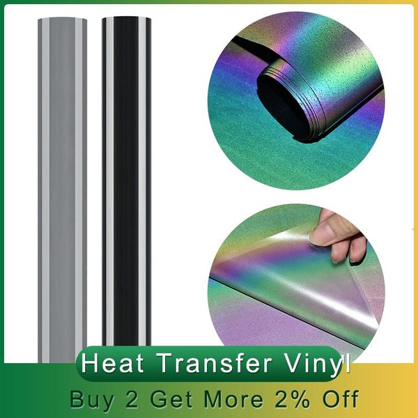 

window stickers reflective rainbow/gray heat transfer htv iron on t-shirt clothing hat bag cutter diy craft roll pu 30x100cm