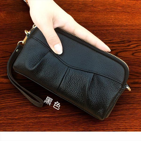 

cosmetic women genuine leather bags makeup beauty case vintage clutch retro pouch fashion purse organizer causal