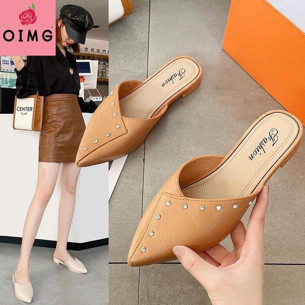 

spring pointed women's slippers low heel 3cm baotou outdoor shoes summer convenient sandals mueller, Black