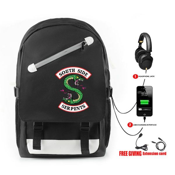 

backpack 2021 riverdale southside design satchel school bag boys/girls usb charge high collage teenager women/men mochila
