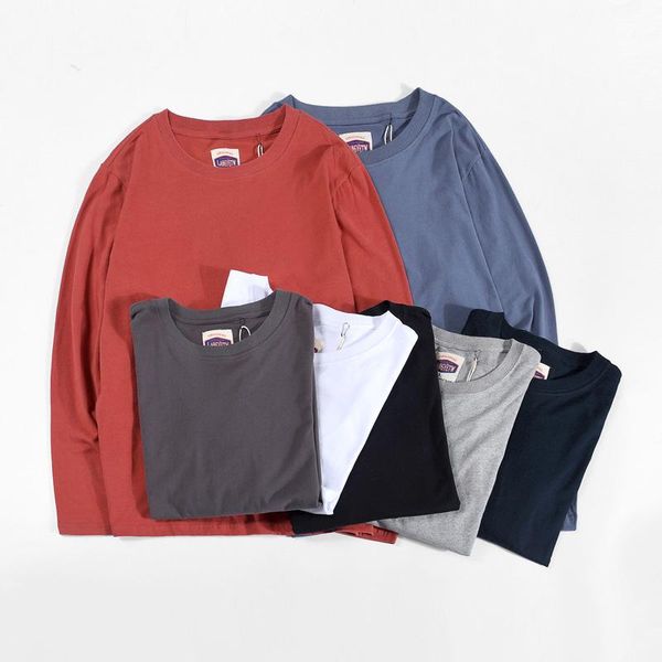 

men's dress shirts 2021 autumn winter frosted t-shirt long sleeve cotton basic solid color round neck bottoming shirt, White;black