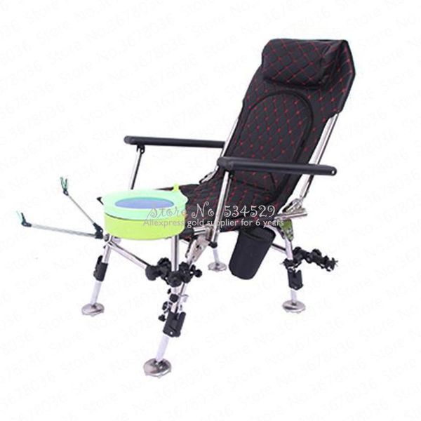 

portable ultralight folding fishing chair multi-function lifting stainless steel recliner stool accessories