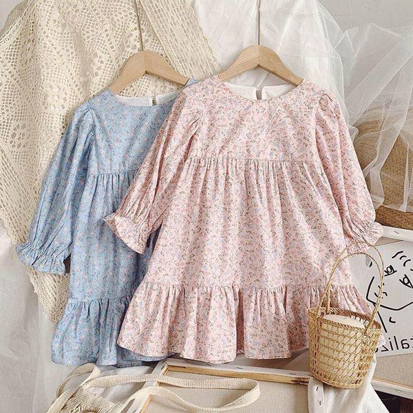 

girl's dresses girls dress kids clothes full printed flower infant baby princess long sleeve cotton children's costume 2021 spring, Red;yellow