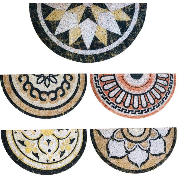 

marble pattern half-round shap outdoor mat black water absorption carpet anti-slip bathroom mats doormat home decorative rugs carpets