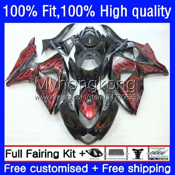 Carene iniezione per SUZUKI Fiamme rosse K9 GSXR 1000 CC 1000CC 09-16 28No.29 GSX-R1000 GSXR1000 09 10 11 12 13 14 15 GSXR-1000 2009 2010 2011 2012 2013 2015 2016 Corpo OEM