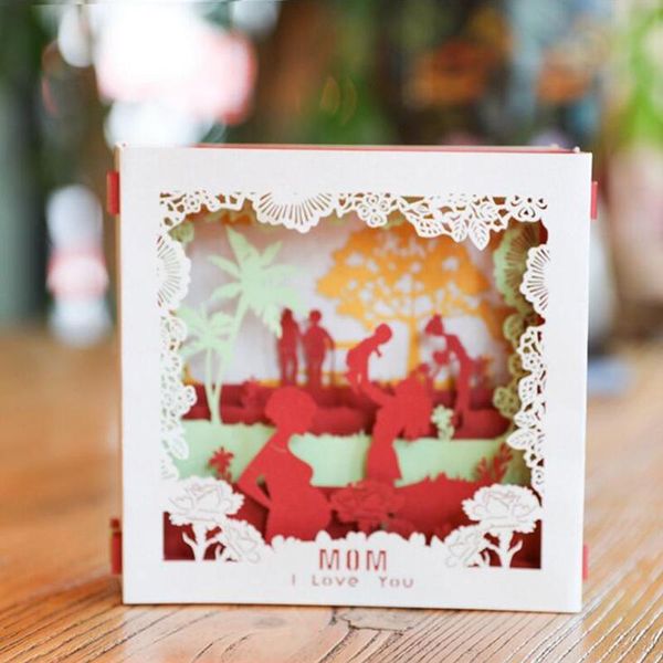 

greeting cards the mother's day birthday thank you post 3d paper laser cut out up handmade gifts box to mom