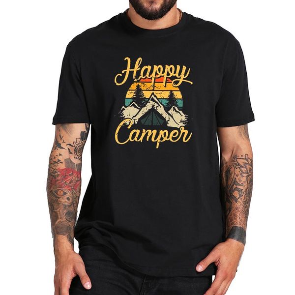 

ccccsporthappy camper camping t shirt vintage tshirt soft breathable summer tshirt 100% cotton eu size, Black;yellow