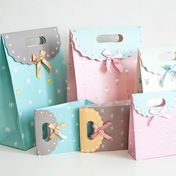 

gift wrap 10pcs/set wedding box with lovely sticker favors and gifts kraft paper candy bag party 26.5x19x9cm