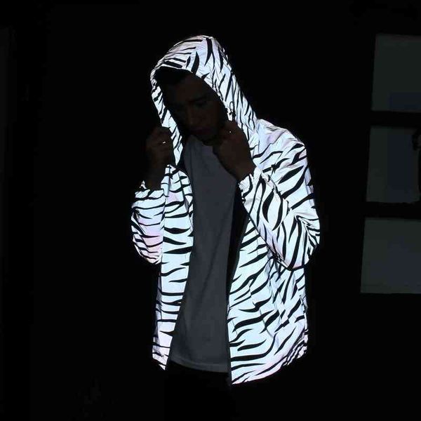 

hoodies dancer singer performance clothes zebra stripe coat couples fashion hoodie men women jacket windbreaker cardigan, Black