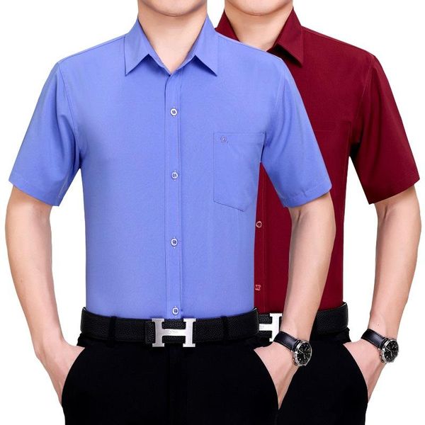 

men's casual shirts solid shirt mens loose summer short sleeve white for men work formal business camisa pocket chemise homme oversize, White;black