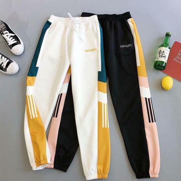 

thin sports loose slimming beam women capris feet harem casual plus size joggers, Black;white
