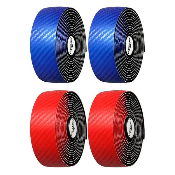 

bike handlebars &components 2set motsuv road handlebar tape carbon bicycle bar damping anti-vibration +2 plug blue & red