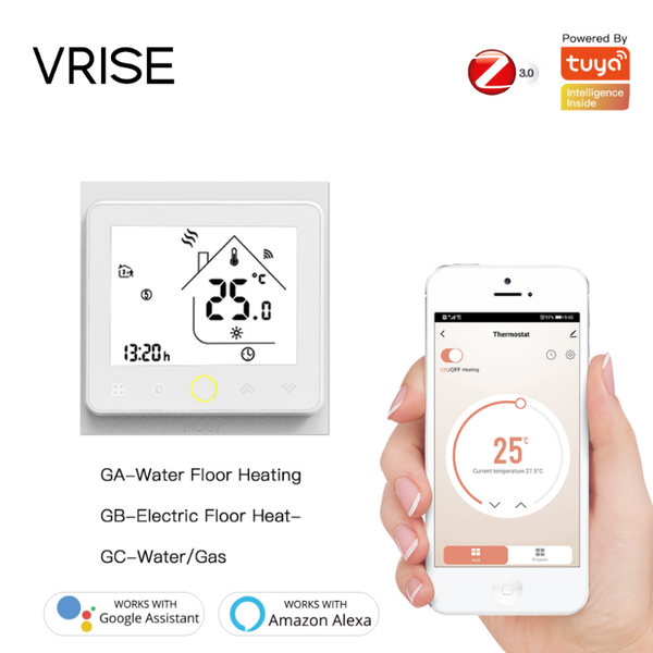 

smart home control zigbee thermostat temperature controller hub required water/electric floor heating water/gas boiler with alexa google
