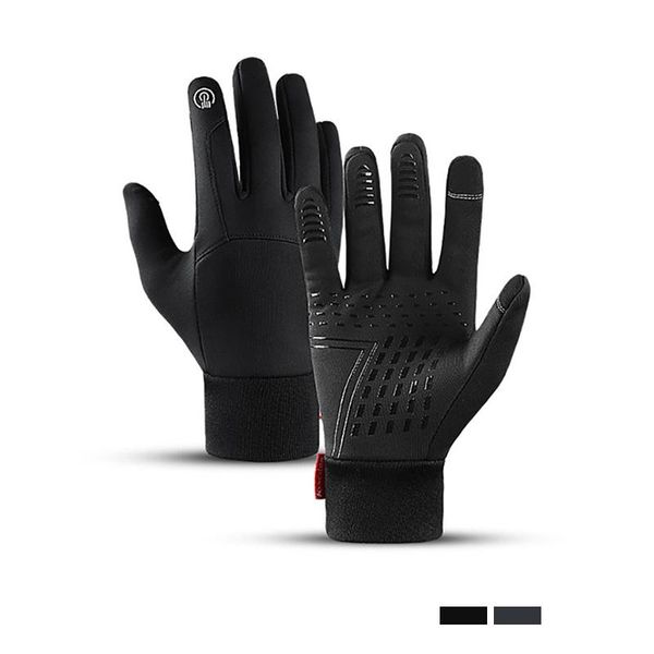 

cycling gloves full finger winter men women touch screen cold waterproof windproof outdoor sports warm running ski, Black