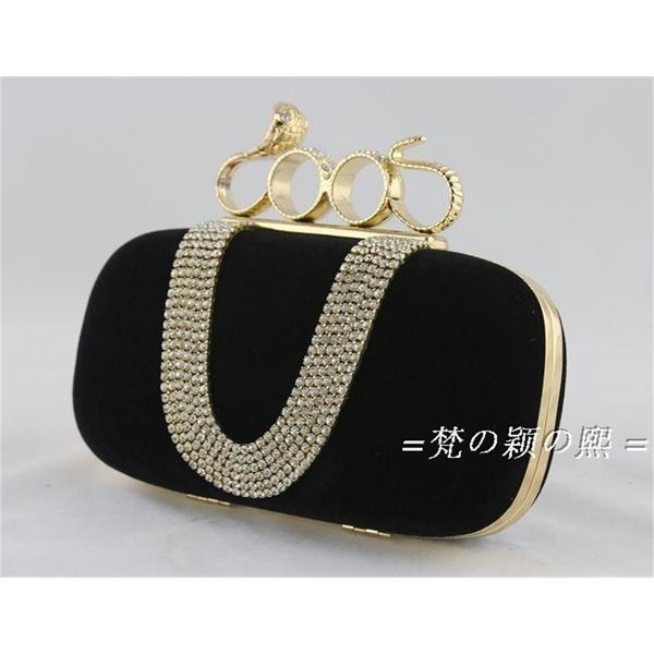 

new gold snake diamond ring clasp dinner banquet hand bag